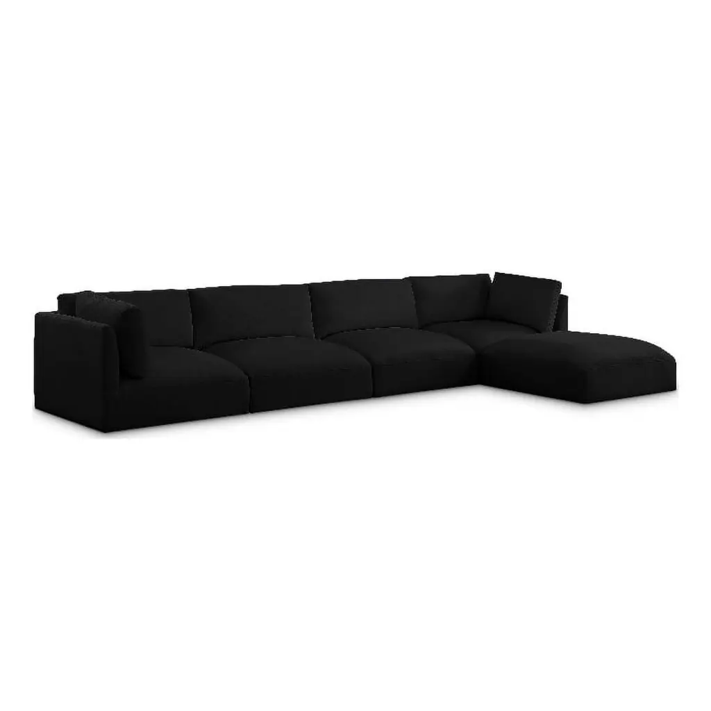 Meridian Furniture Ease Black Fabric Modular Sectional Sofa Contemporary Design