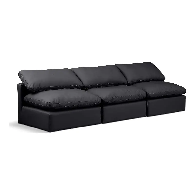 Meridian Furniture Indulge 105 Inch Vegan Leather Modular Sofa Black Living Room