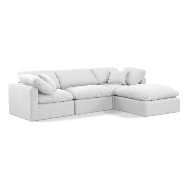Meridian Furniture Indulge 105 Linen Fabric L-Shaped Modular Sectional White
