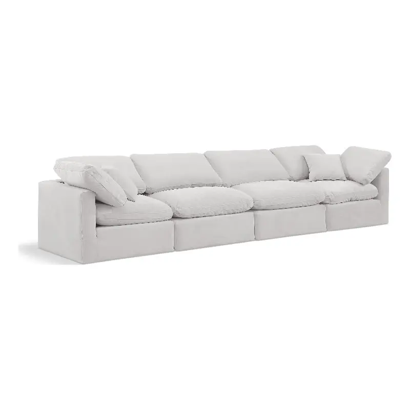 Meridian Furniture Indulge 129 Contemporary Velvet Modular Sofa Cream