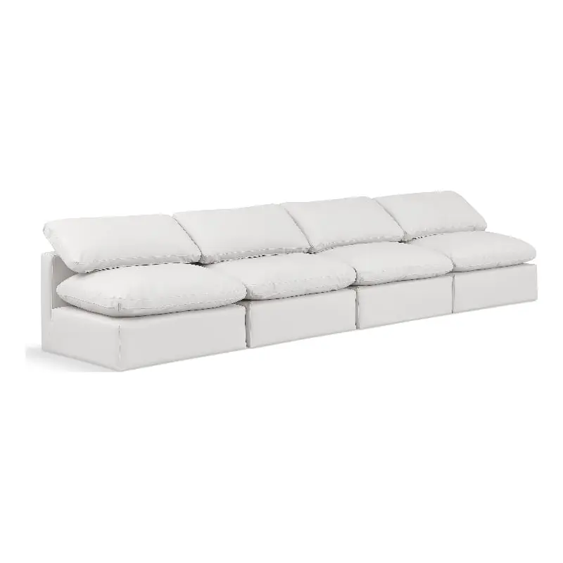 Meridian Furniture Indulge 140 Contemporary Vegan Leather Modular Sofa Cream