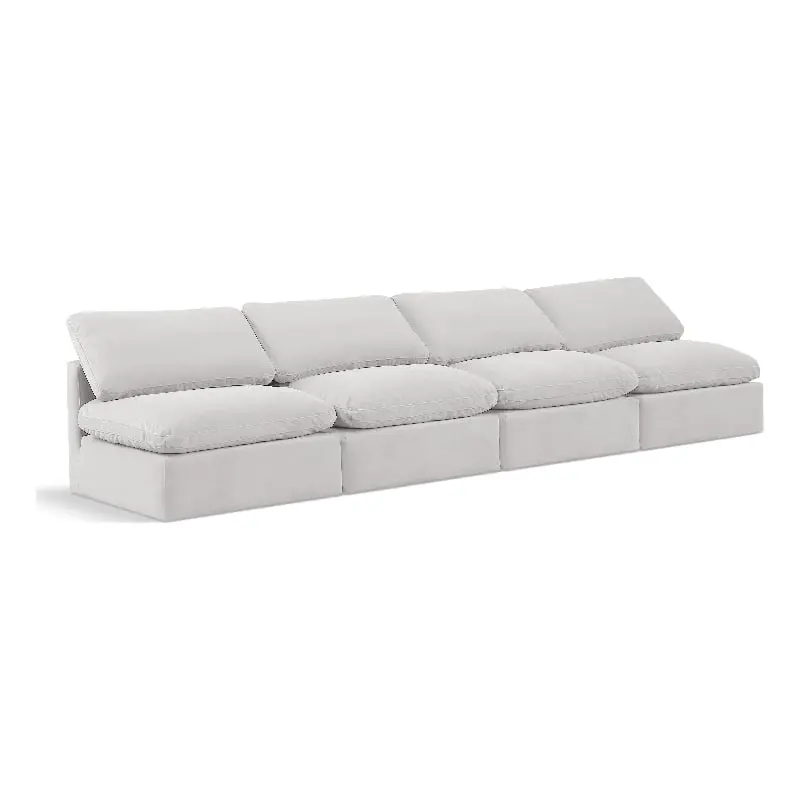 Meridian Furniture Indulge 140 Contemporary Velvet Modular Sofa Cream