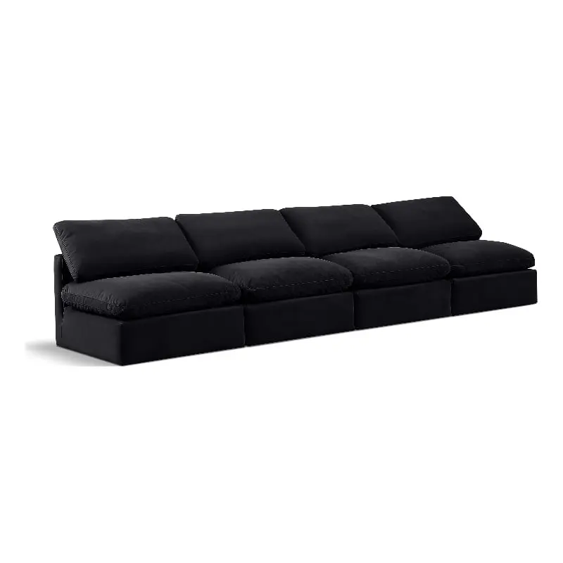 Meridian Furniture Indulge 140 Contemporary Velvet Modular Sofa Black