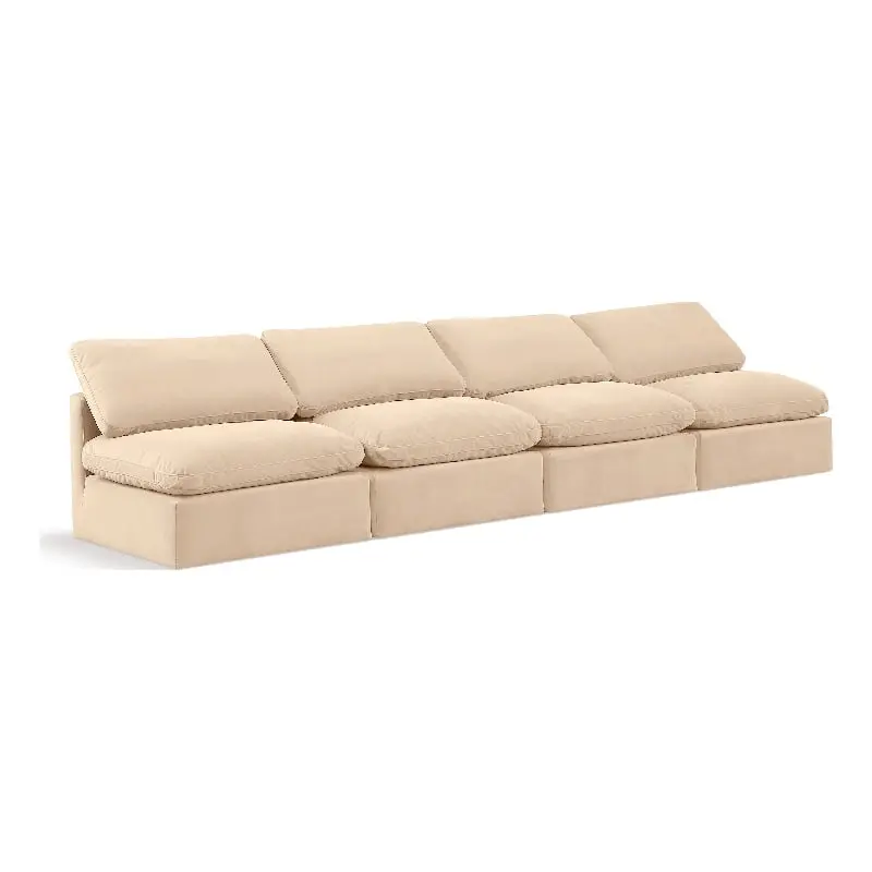 Meridian Furniture Indulge 140 Contemporary Velvet Modular Sofa Beige