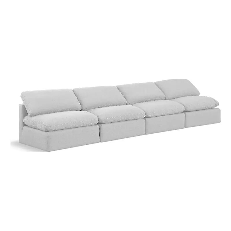 Meridian Furniture Indulge 140 Upholstered Fabric Modular Sofa White