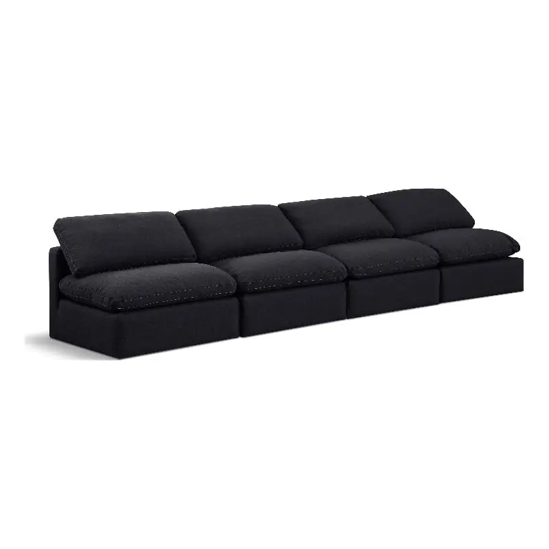 Meridian Furniture Indulge 140 Upholstered Linen Fabric Modular Sofa Black