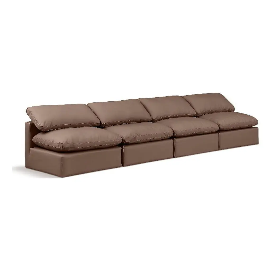 Meridian Furniture Indulge 140 Vegan Leather Modular Sofa Brown