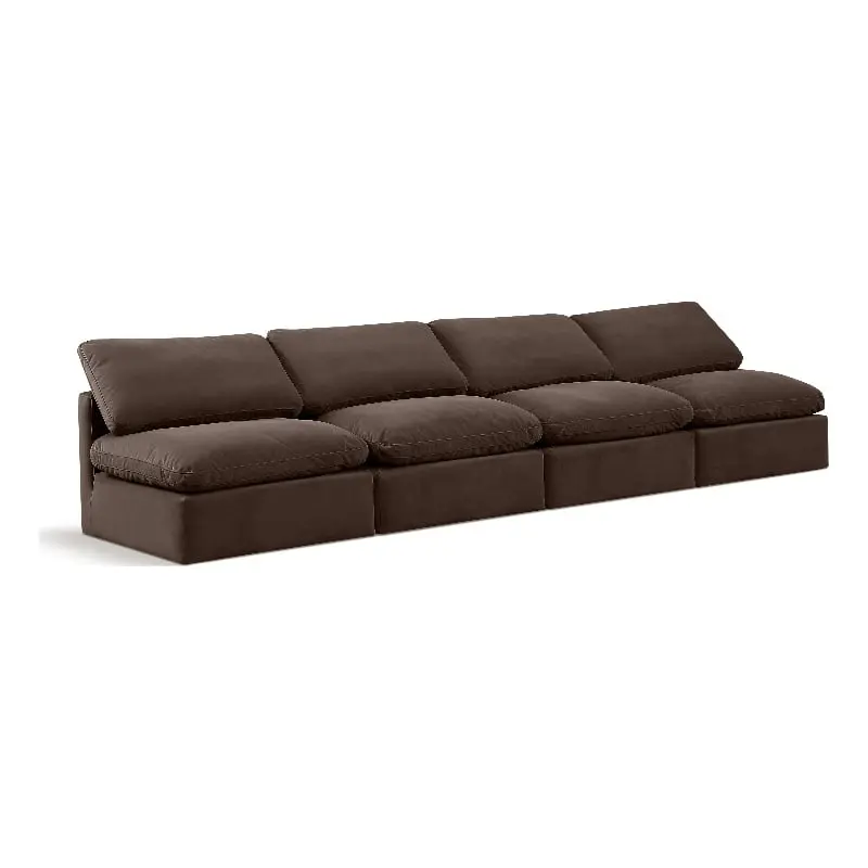 Meridian Furniture Indulge 140 Velvet Modular Sofa Latch Underneath Brown