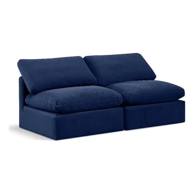 Meridian Furniture Indulge 70 Contemporary Velvet Modular Sofa Navy Blue