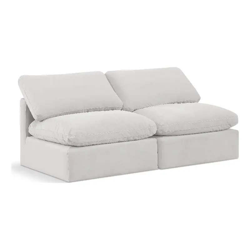 Meridian Furniture Indulge 70 Contemporary Velvet Modular Sofa Cream Elegant Living Room
