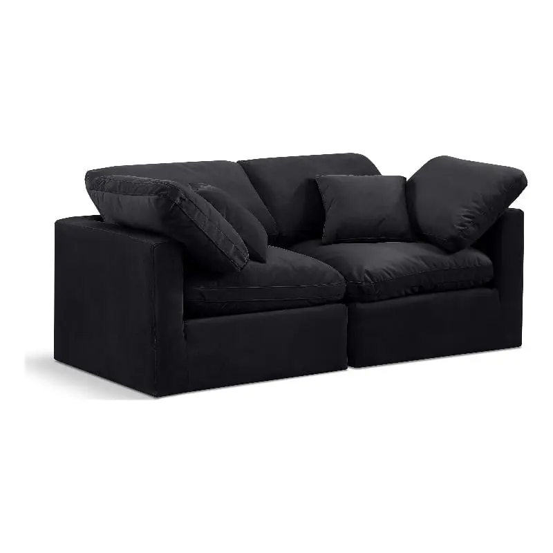 Meridian Furniture Indulge 70 Contemporary Velvet Modular Sofa Black Modern Living Room