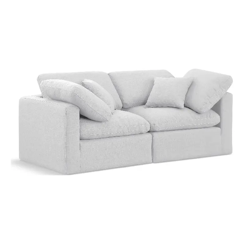 Meridian Furniture Indulge 70 Fabric Modular Sofa White Contemporary Living Room