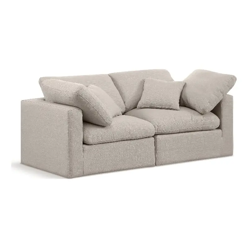Meridian Furniture Indulge 70 Linen Fabric Modular Sofa Beige Modern Living Room