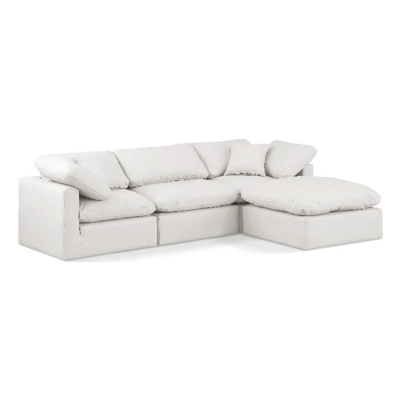 Meridian Furniture Indulge 94 Vegan Leather L-Shaped Modular Sectional Sofa Cream