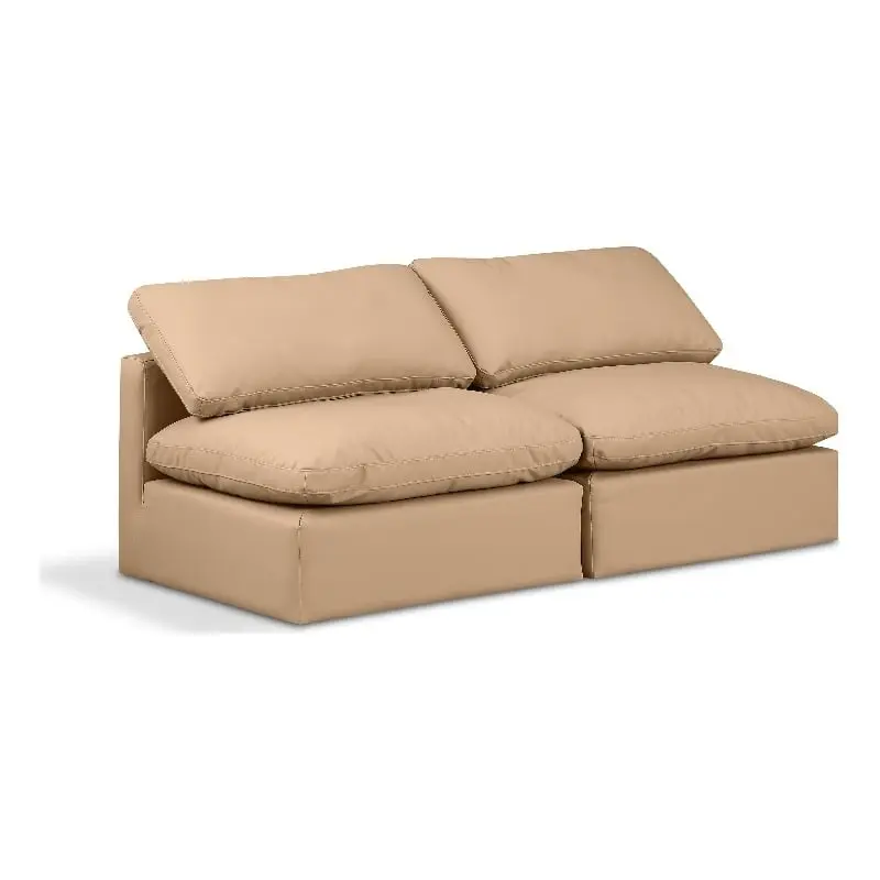Meridian Furniture Indulge 70 Vegan Leather Modular Sofa Tan Modern Living Room