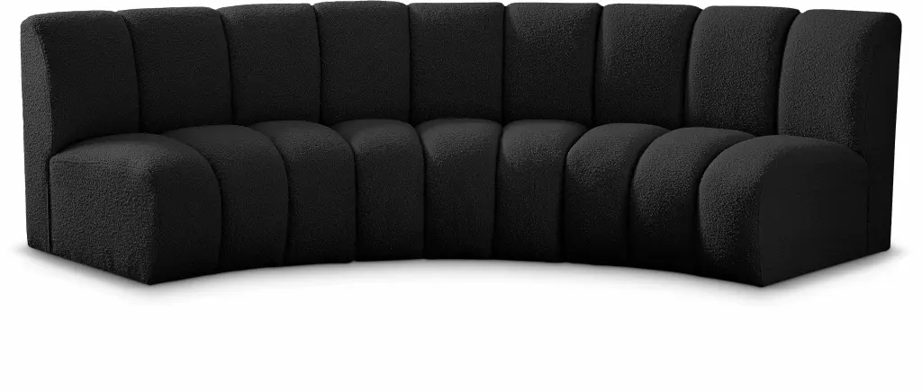 Meridian Furniture Infinity Black Boucle Fabric 3pc Modular Sectional