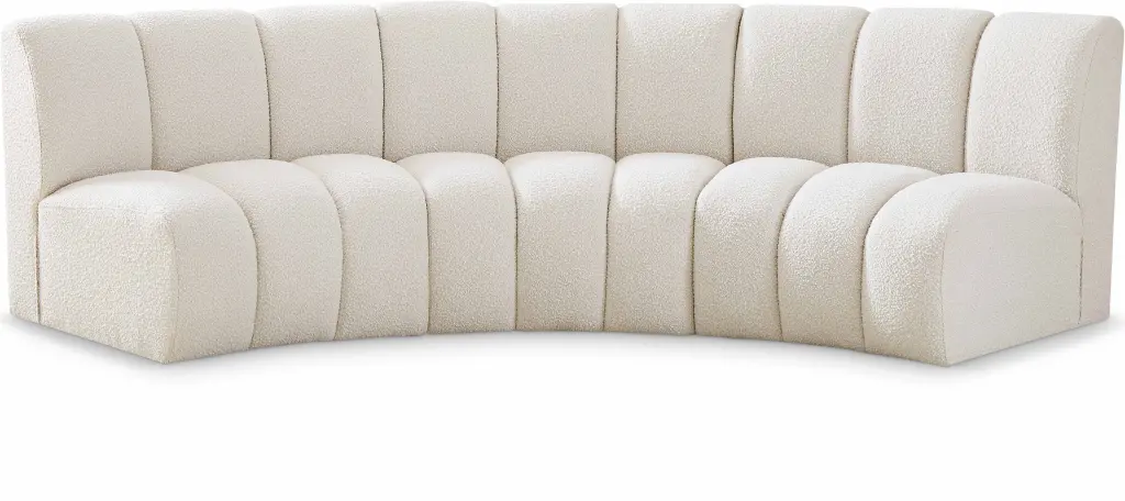 Meridian Furniture Infinity Cream Boucle Fabric 3pc Modular Sectional Sofa