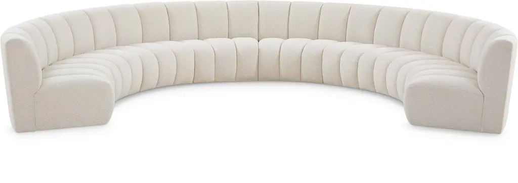 Meridian Furniture Infinity Cream Boucle Fabric 8pc Modular Sectional