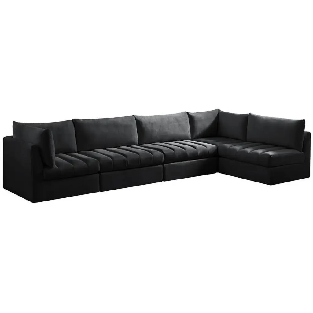 Meridian Furniture Jacob Black Velvet Modular Sectional Sofa Contemporary Living Room