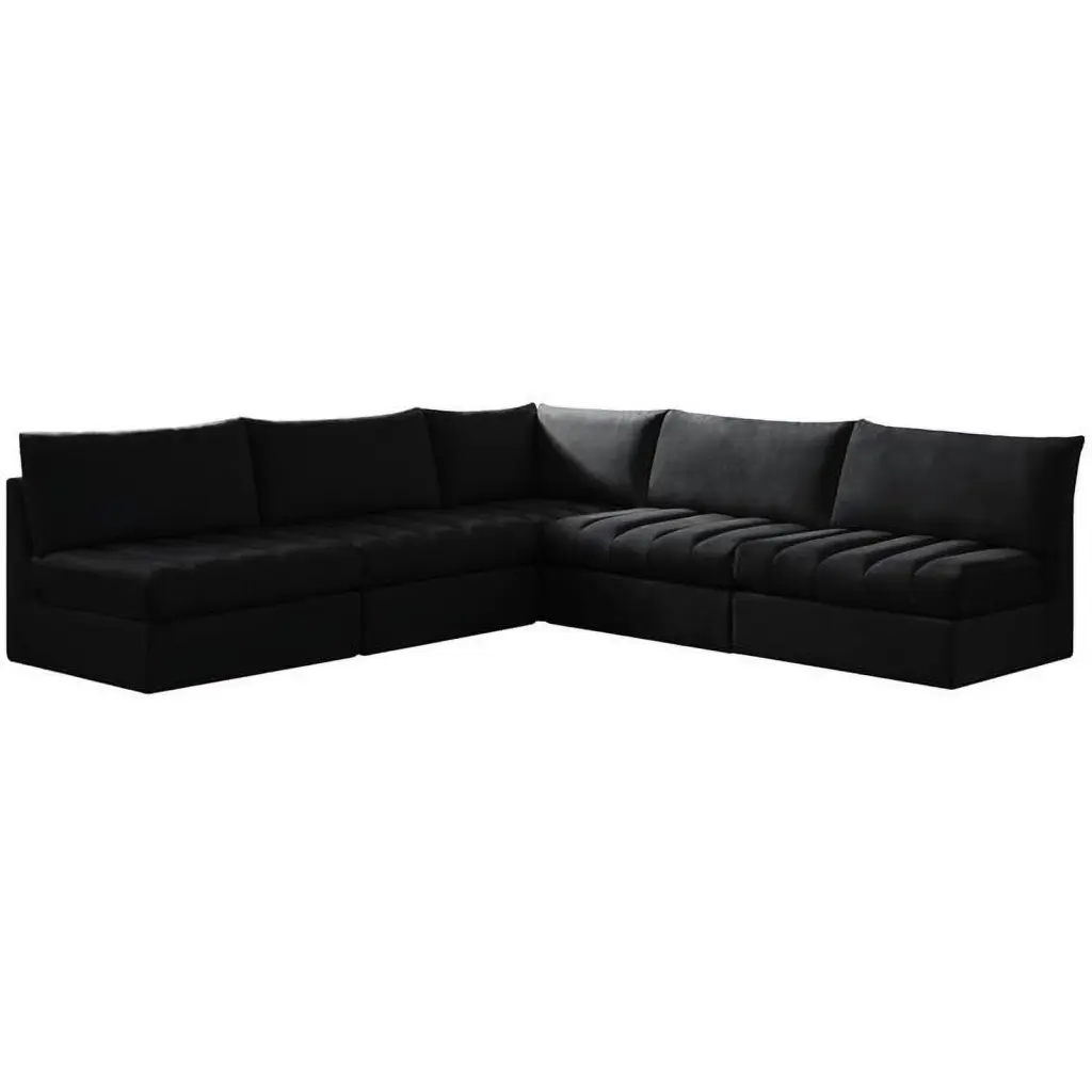 Meridian Furniture Jacob Black Velvet Modular Sectional Sofa Luxurious Design