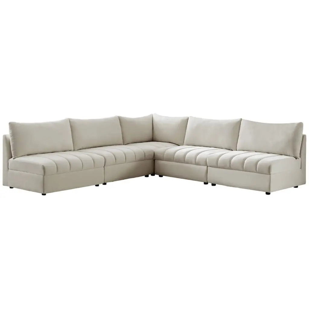 Meridian Furniture Jacob Cream Velvet Modular Sectional Sofa Living Room