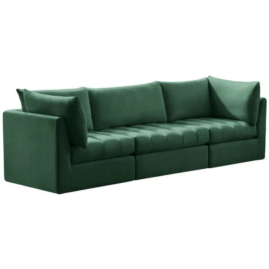 Meridian Furniture Jacob Green Velvet Modular Sofa Contemporary Living Room