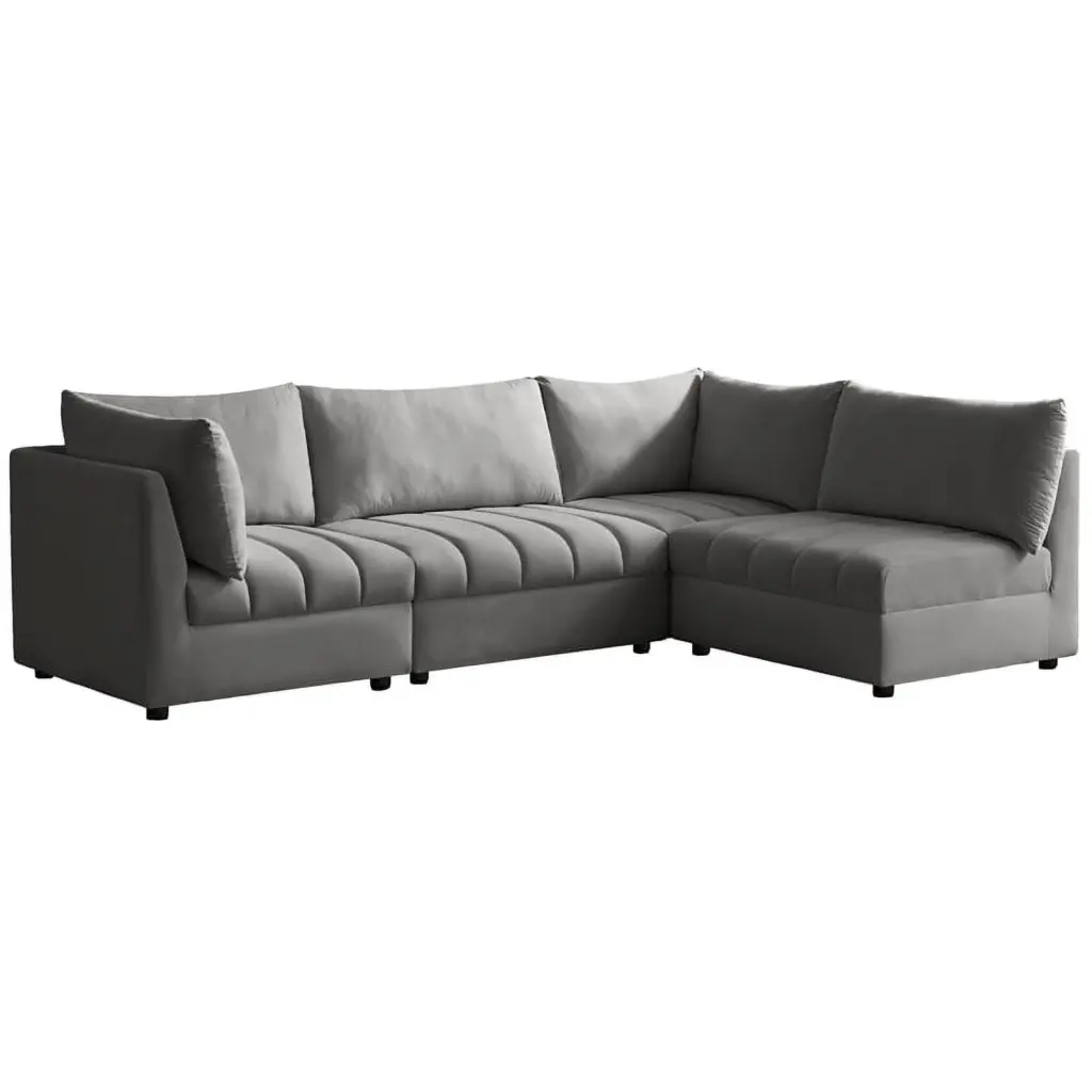 Meridian Furniture Jacob Grey Velvet Modular Sectional Sofa