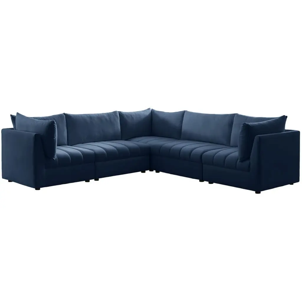 Meridian Furniture Jacob Navy Velvet Modular Sectional Sofa Stylish Design