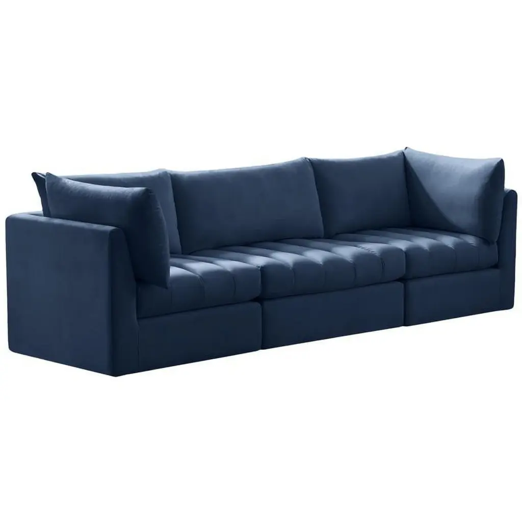 Meridian Furniture Jacob Navy Velvet Modular Sofa Living Room