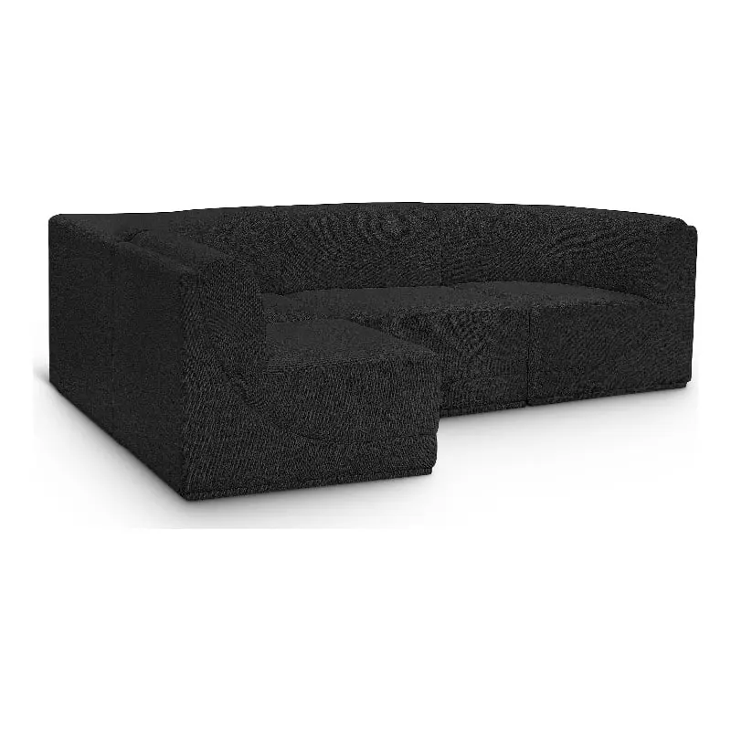 Meridian Furniture Ollie Black Boucle Fabric Modular Sectional - Contemporary L-Shaped Sofa