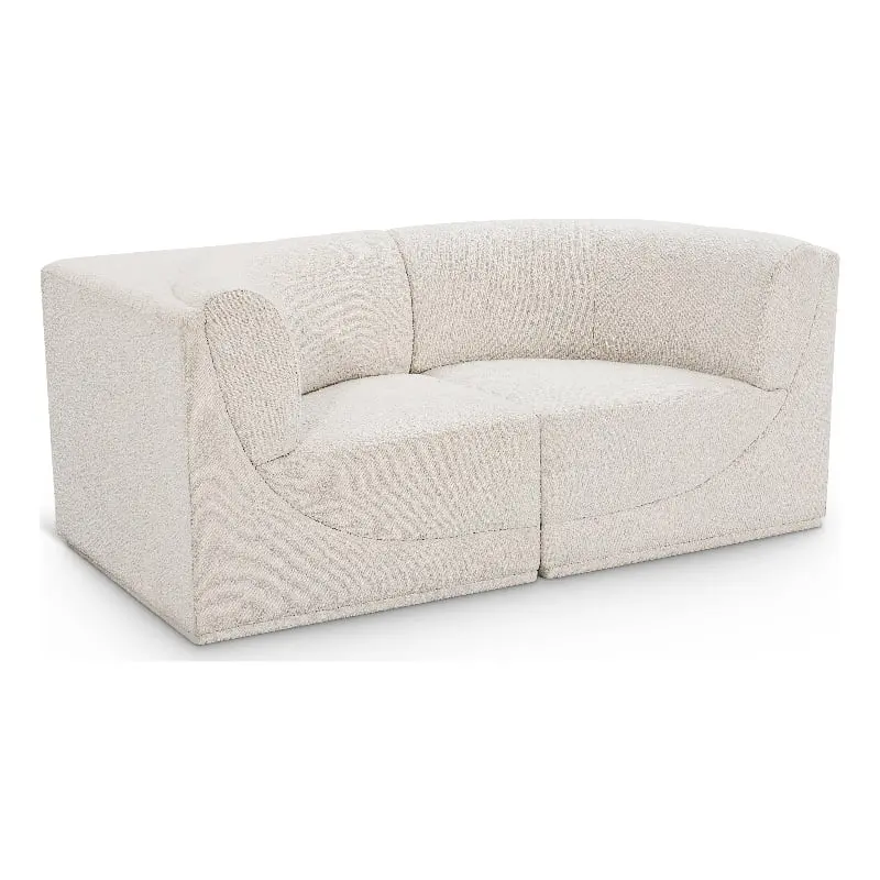 Meridian Furniture Ollie Cream Boucle Fabric Modular Sofa Contemporary Living Spaces