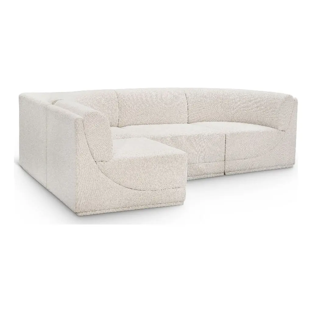 Meridian Furniture Ollie Cream Boucle Fabric Modular Sectional - Luxe Living Room Sofa
