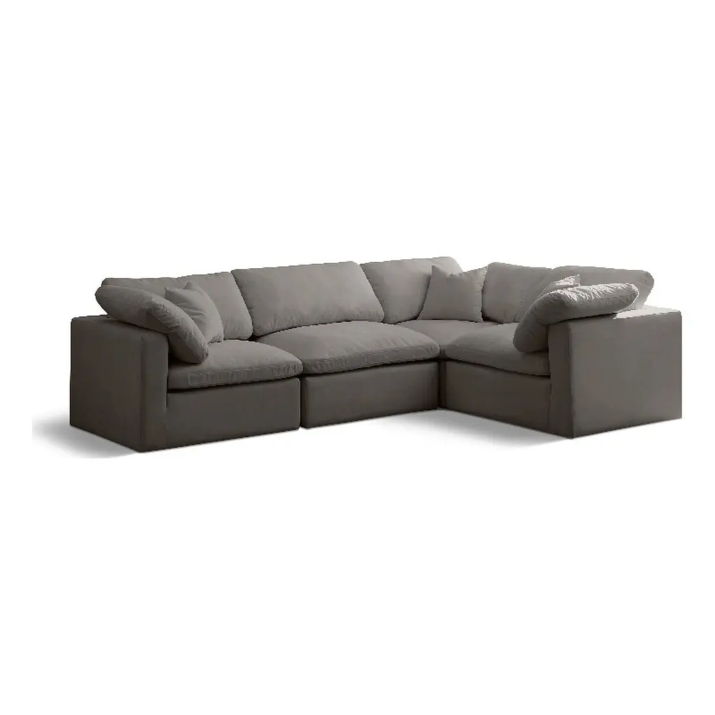Meridian Furniture Plush Contemporary Gray Velvet Modular Sectional Sofa