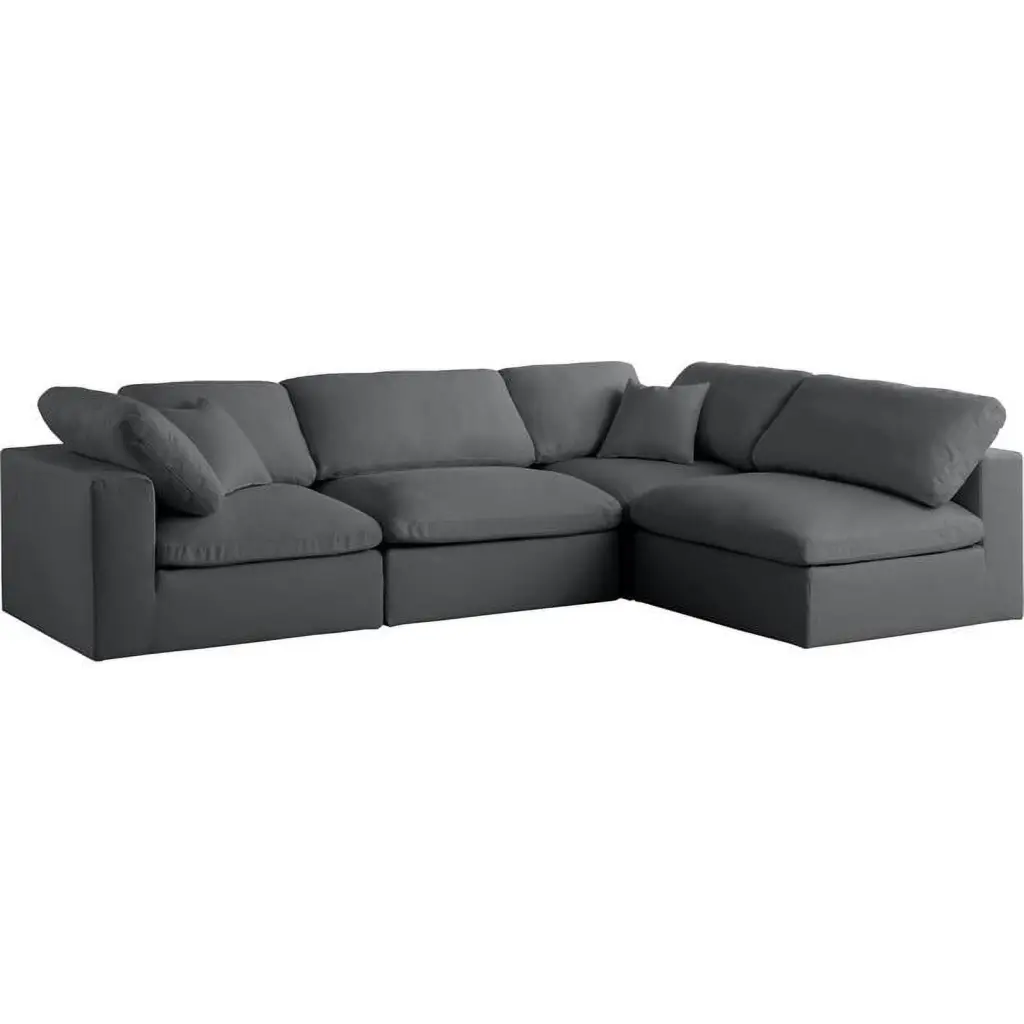 Meridian Furniture Plush Grey Velvet Standard Modular Sectional