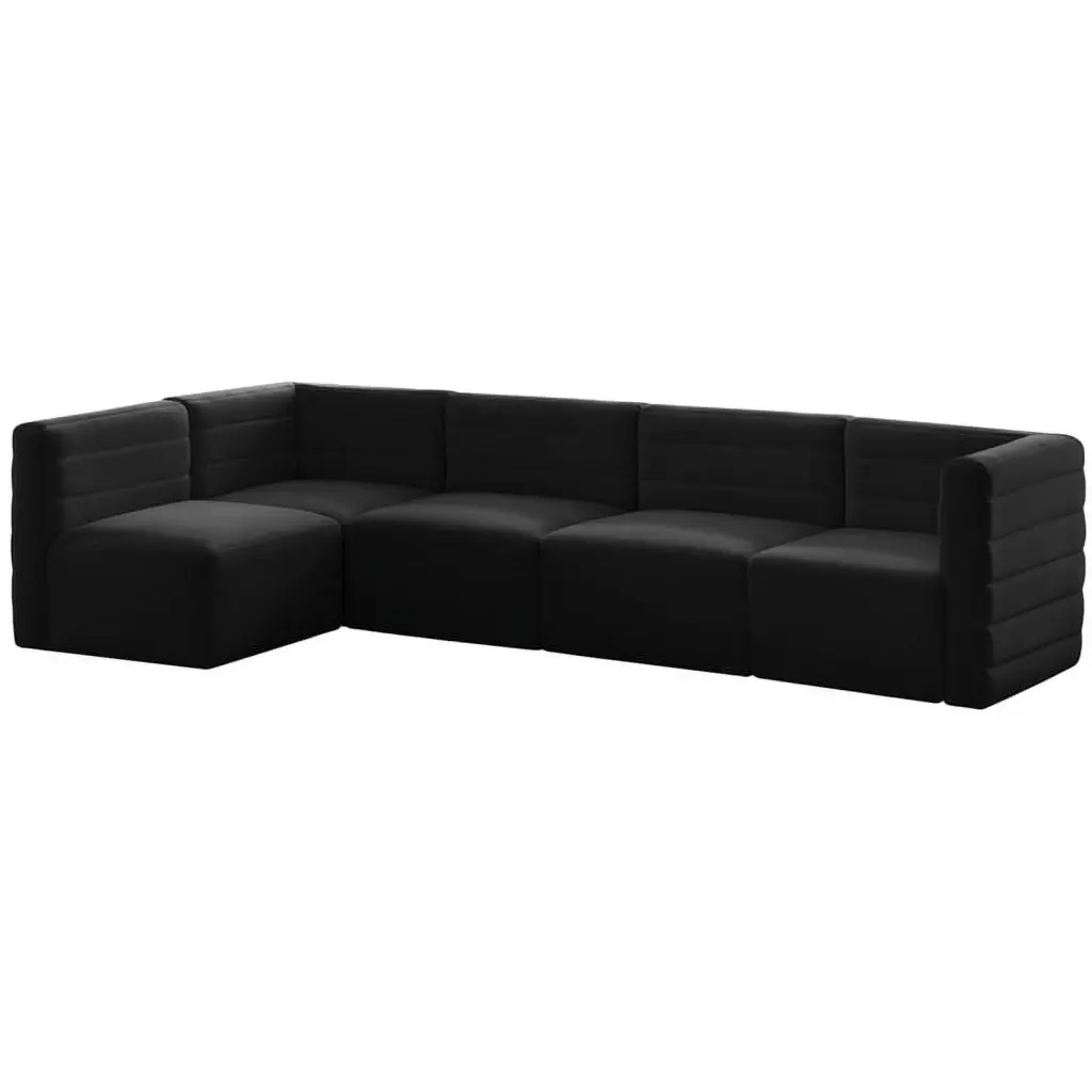 Meridian Furniture Quincy Black Velvet Modular Sectional - Sleek Modern Sofa Design