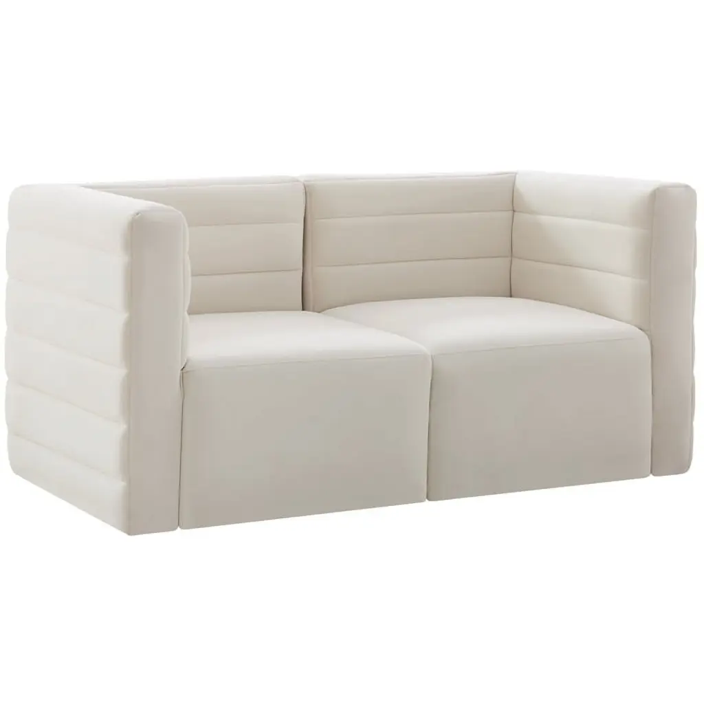 Meridian Furniture Quincy Cream Velvet Modular Sofa Elegant Living Room