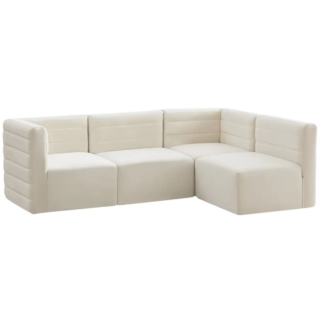 Meridian Furniture Quincy Cream Velvet Modular Sectional Sofa