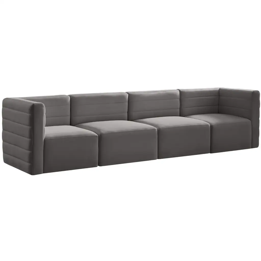 Meridian Furniture Quincy Grey Velvet Modular Sofa