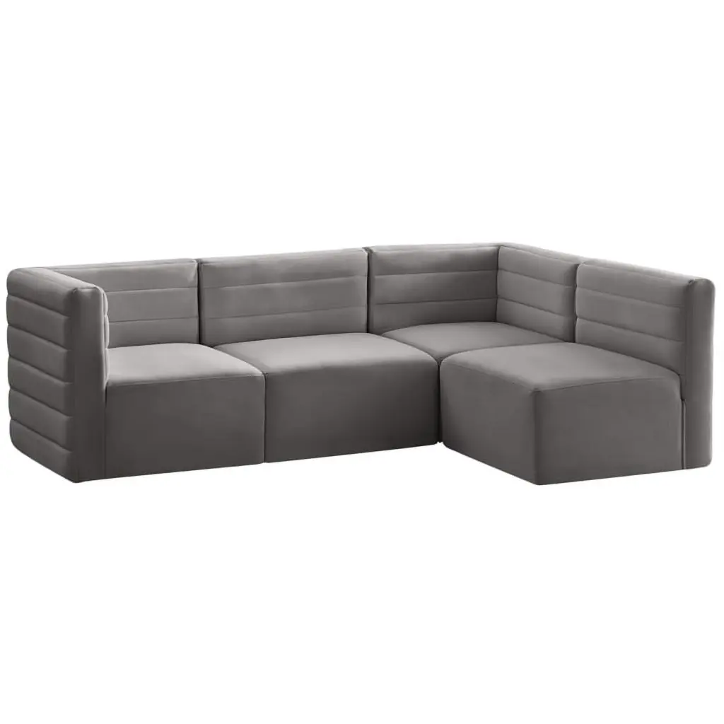 Meridian Furniture Quincy Grey Velvet Modular Sectional Sofa