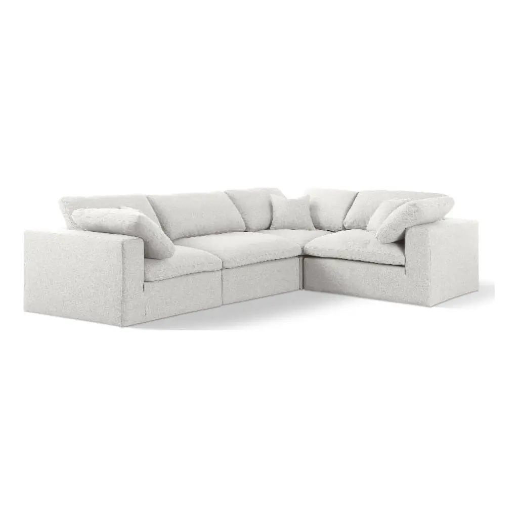 Meridian Furniture Serene 114 Linen Fabric Modular Sectional Cream