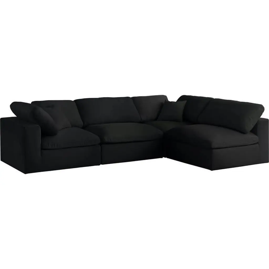 Meridian Furniture Serene Black Linen Fabric Deluxe Modular Sectional Sofa