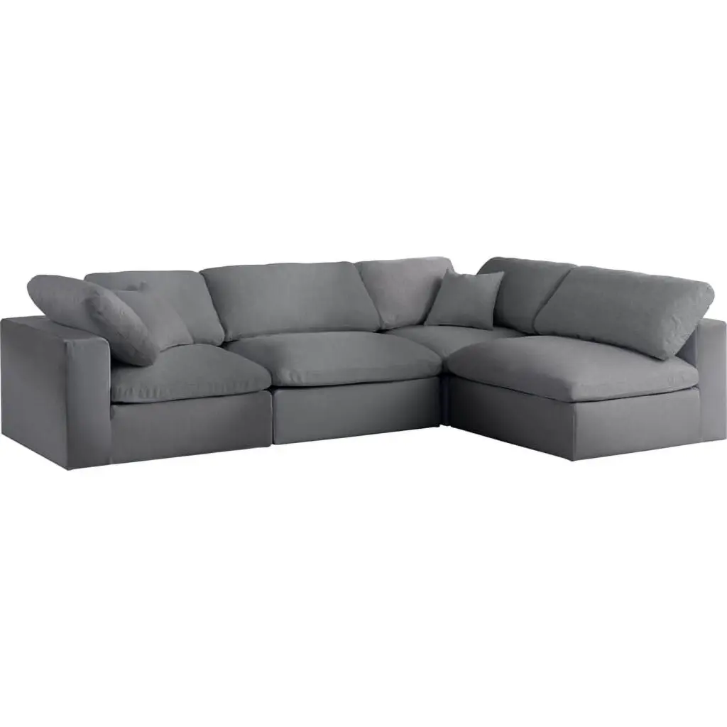 Meridian Furniture Serene Grey Linen Fabric Deluxe Modular Sectional Sofa