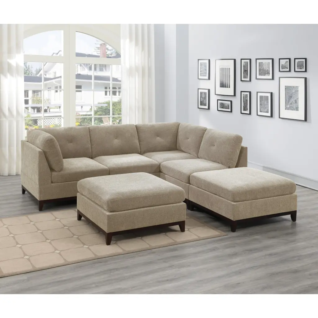 Maklaine Contemporary Black Velvet Modular Sectional - Sleek Design, Premium Comfort Miekor