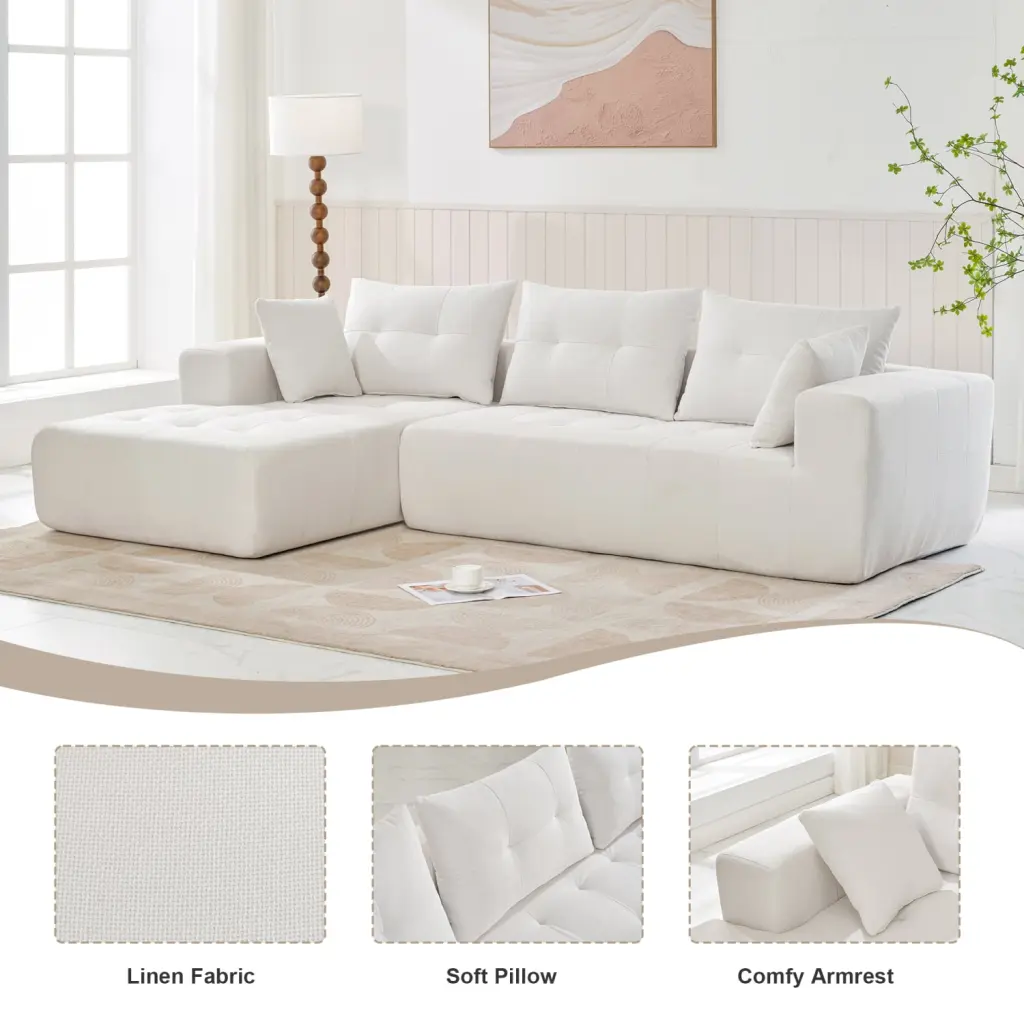 Miekor 110x69 Modular Sectional Living Room Sofa Set Modern Minimalist Style Installation-Free Sleeper Sofa BS5465
