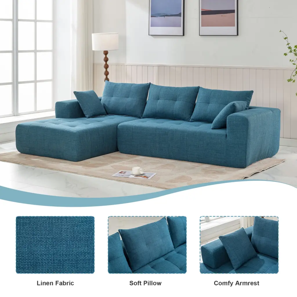 Miekor 110x69 Modular Sectional Living Room Sofa Set Modern Minimalist Style Installation-Free Sleeper Sofa BS5472