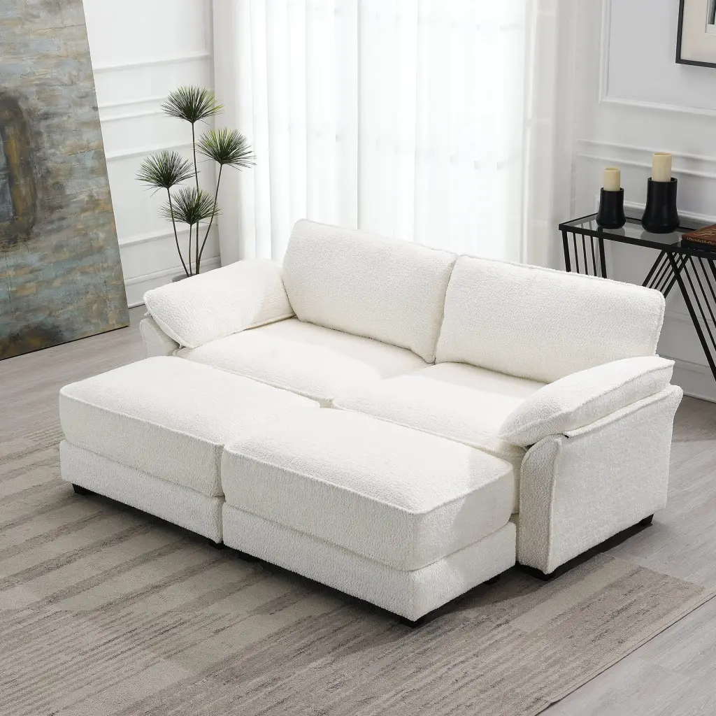 Modular Convertible Sectional Sofa Bed Set Ottoman and Deep-Seat Loveseat OMCCHK