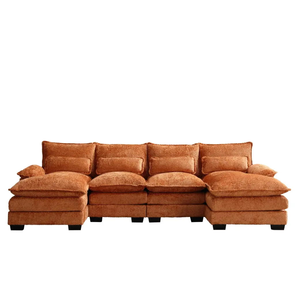 Ouyessir 110 Inch Oversized U Shaped Chenille Modular Sectional Sofa 4-Seat Fluffy Couch
