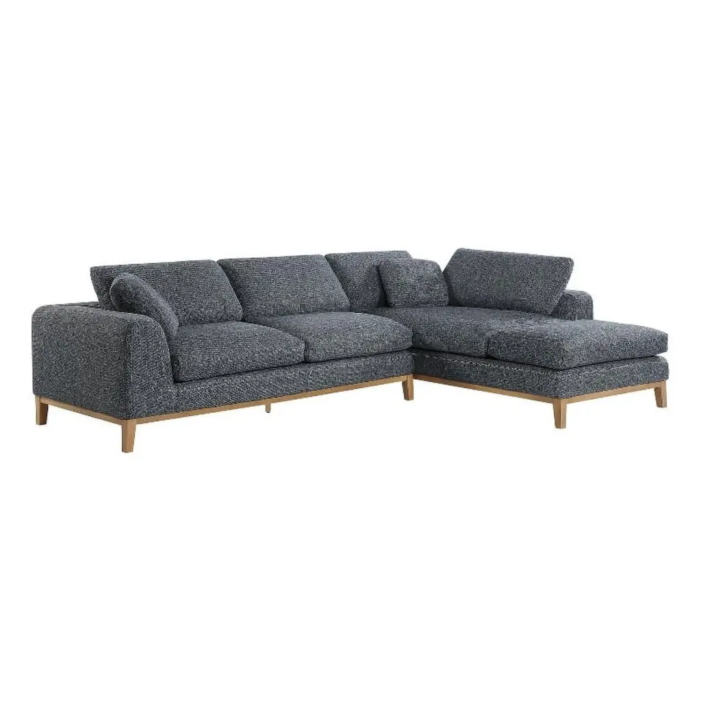 Pemberly Row 2-Piece Fabric Upholstered Modular Sectional Sofa Gray Living Room