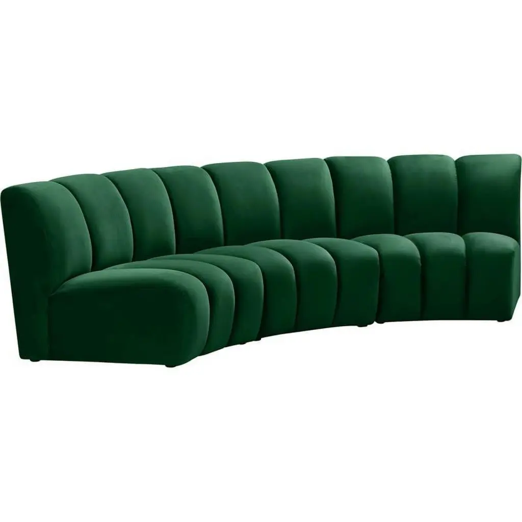 Pemberly Row 3-Piece Contemporary Velvet Modular Sectional Sofa Green Luxe Living Room