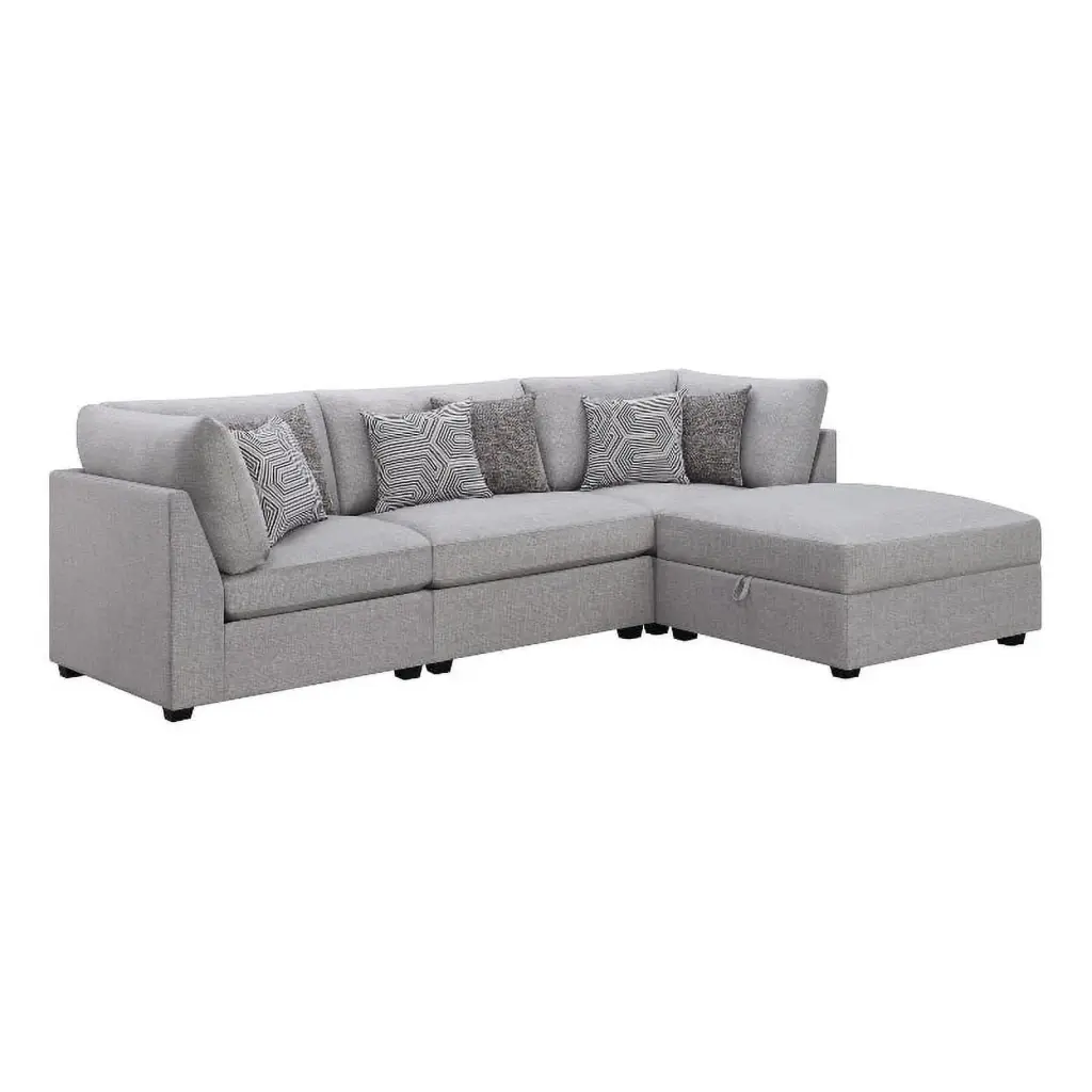 Pemberly Row 4-Piece Upholstered Fabric Modular Sectional Gray
